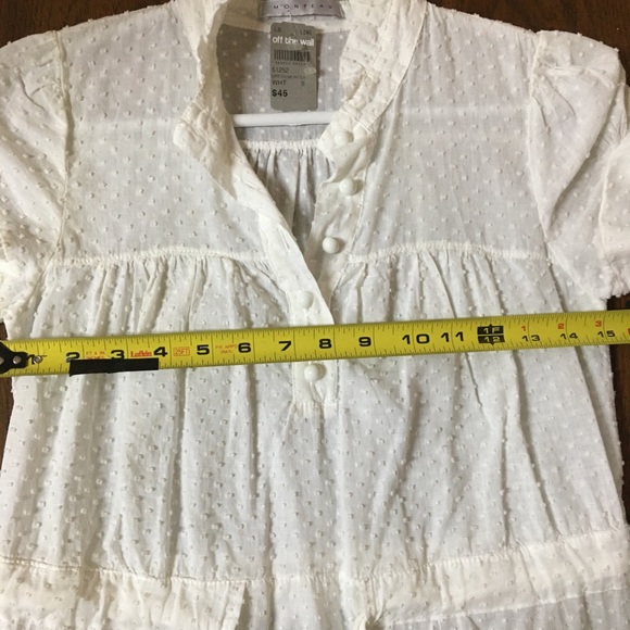 White Flocked Polka Dot Shirt Dress - Picture 4 of 4